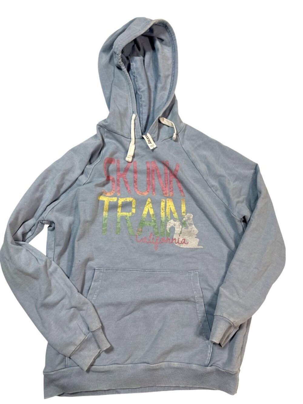 Ouray Skunk Train California Hoodie Small Blue Cotton Blend